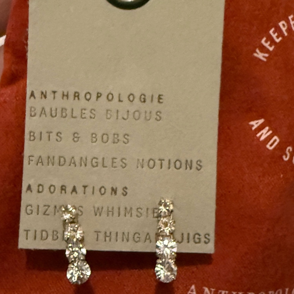 Anthropologie Gold and Crystal Stud Earrings